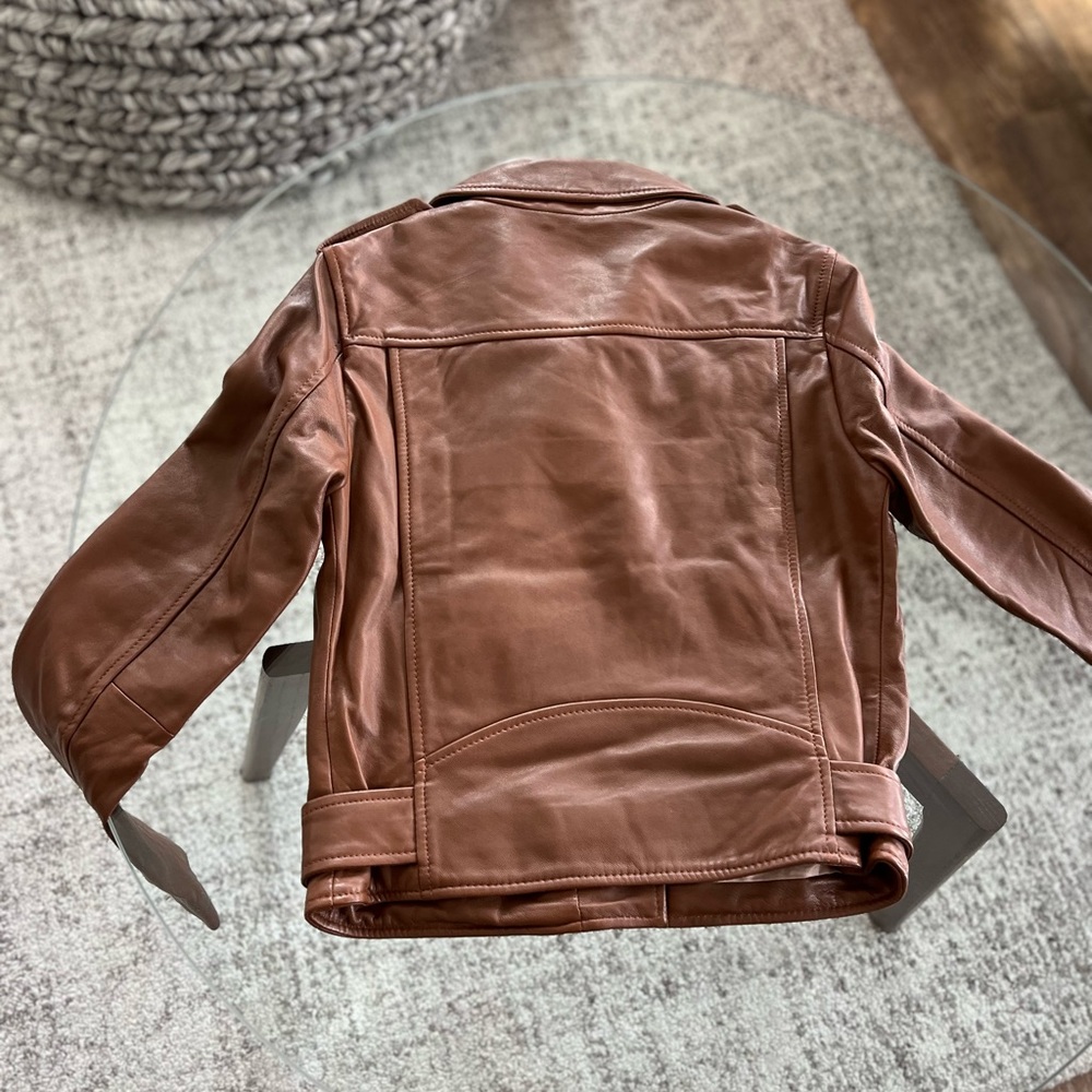 Aritzia Wilfred Free The iconic Lennon Brown new Moto Biker Leather Jacket Sz S - Picture 10 of 17